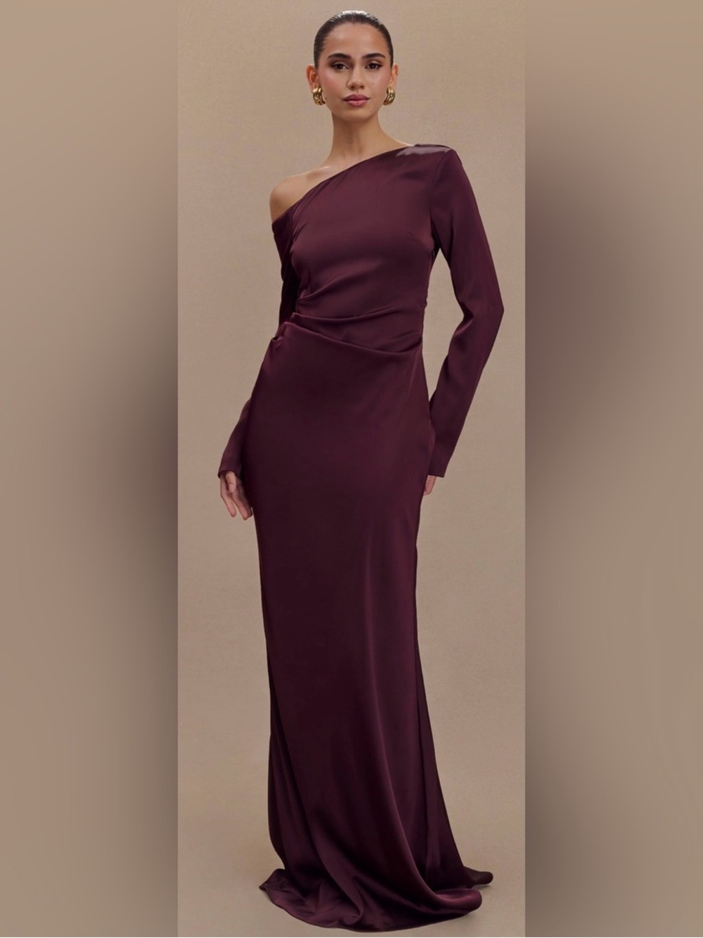 Meshki One-Shoulder Evening Gown in Plum